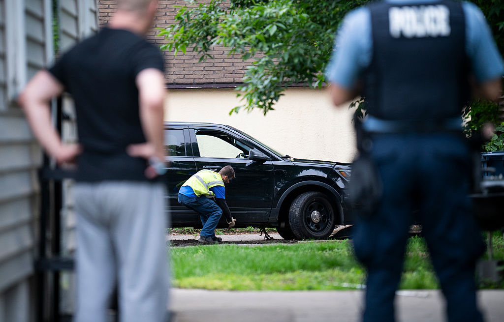 A vehicle belonging to Vance Boelter, the alleged shooter of two Minnesota lawmakers and their spouses, is towed from the alley behind his home on June 14, 2025, in Minneapolis, Minnesota. (Photo by Stephen Maturen/Getty Images)