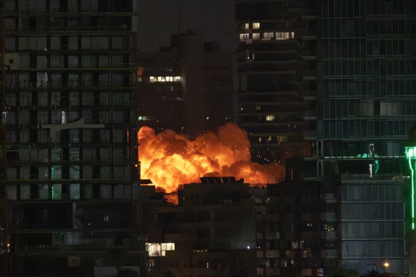 Smoke and flame rise after Iranian strikes hit a building in Tel Aviv, Israel on June 16, 2025. (Photo by Mostafa Alkharouf/Anadolu via Getty Images)