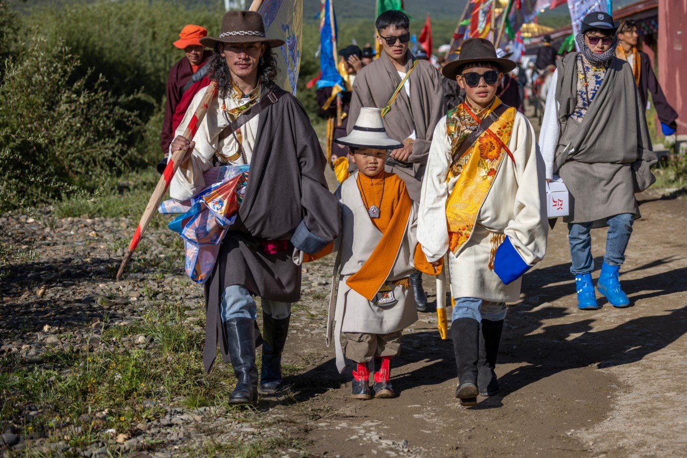Locals dressed in traditional Tibetan attire attend the ceremony for the traditional praying festival called “Weisang” on June 26, 2025, in Aba Tibetan and Qiang Autonomous Prefecture, Sichuan, China. Tibetan people pray for good fortune, a good harvest, peace and prosperity by celebrating the Weisang Festival. (Photo by Chen Xianlin/VCG via Getty Images)