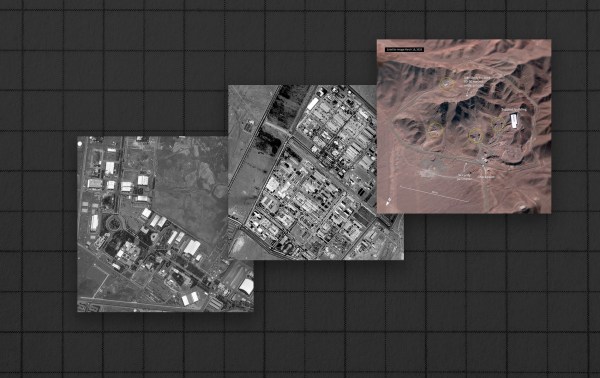 Illustration by Noah Hickey/The Dispatch. (Photographs of Iranian nuclear sites from Getty Images)