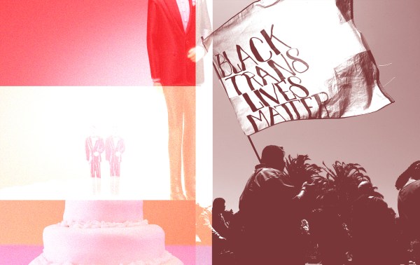 Illustration by Noah Hickey/The Dispatch. (Stock photos via Unsplash. Photograph of demonstrators by Carlos Avila Gonzalez/San Francisco Chronicle/Getty Images)