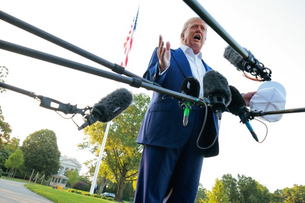 President Donald Trump speaks to reporters before departing the White House on June 24, 2025, in Washington, D.C. (Photo by Chip Somodevilla/Getty Images)