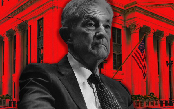 Illustration by Noah Hickey/The Dispatch. (Photo of Jerome Powell by Kent Nishimura/Getty Images. Additional photo from Unsplash)