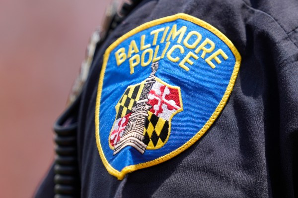 The Baltimore City police logo shown on a police officer on June 6, 2024, in Baltimore, Maryland. (Photo by Mitchell Layton/Getty Images)