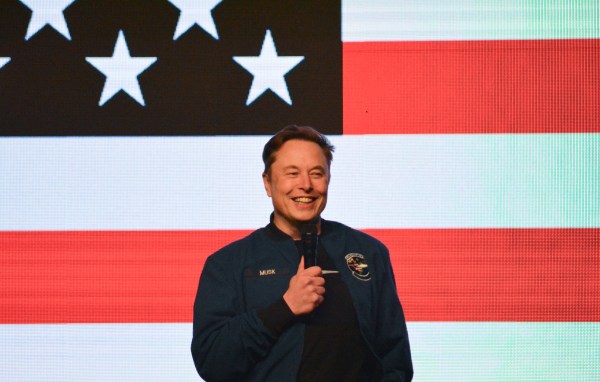 Elon Musk speaks during a town hall in Green Bay, Wisconsin, on March 30, 2025. (Photo by Robin Legrand/AFP/Getty Images)
