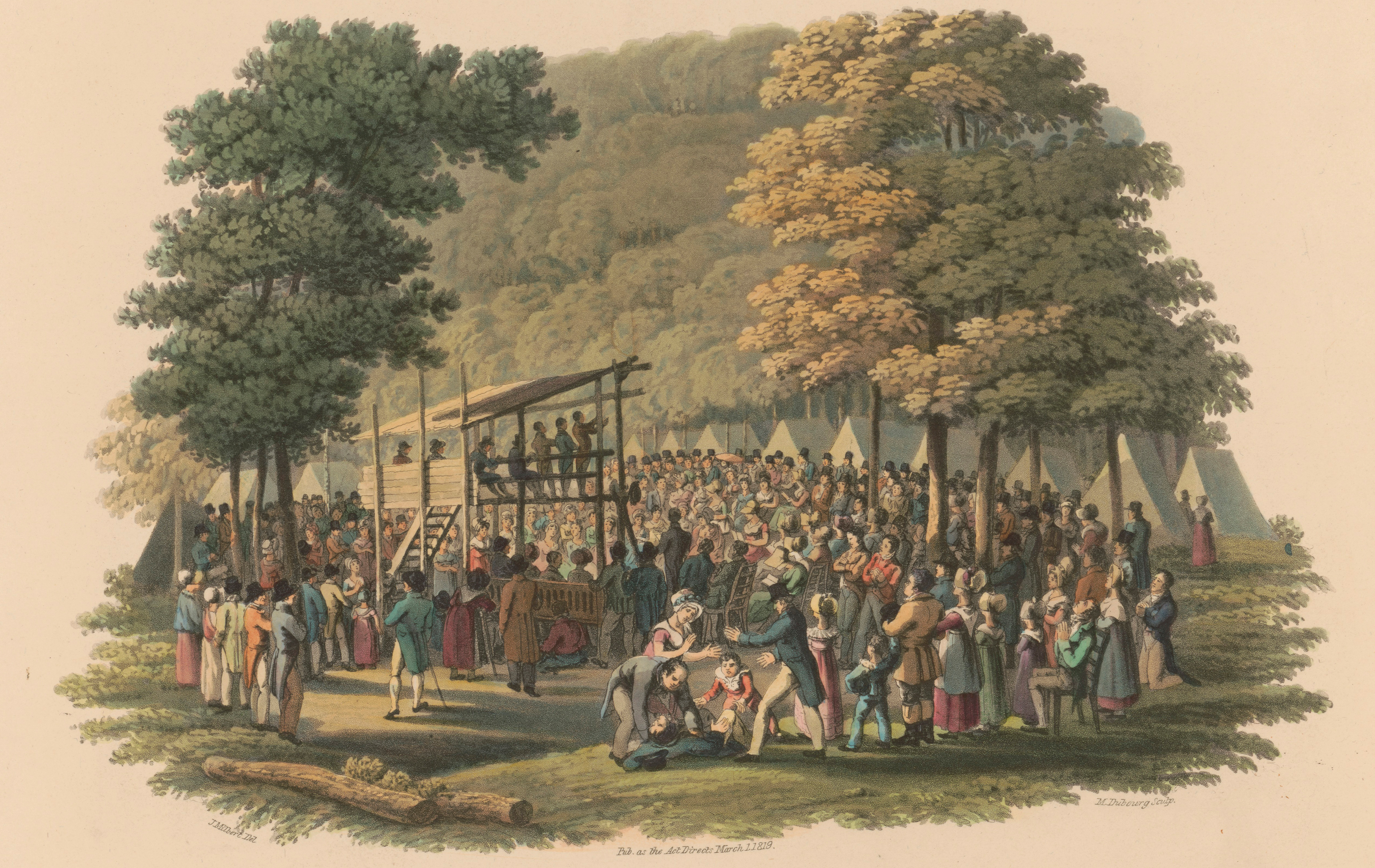 Camp meeting of Methodists in North America, circa 1819. (Photo by Fine Art Images/Heritage Images/Getty Images))
