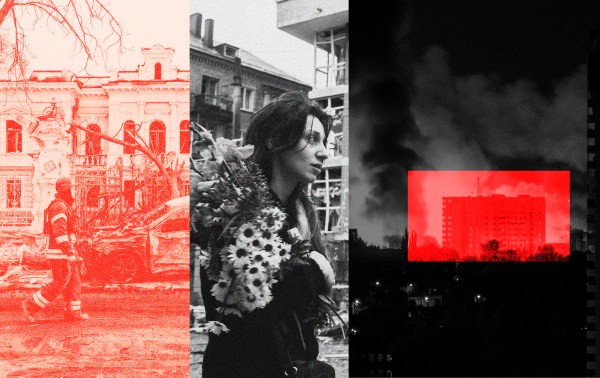 Illustration by Noah Hickey/The Dispatch. (Photographs by Roman Pilipey/AFP Getty Images; Vitalii Nosach/Global Images Ukraine/Getty Images; and Oleksii Filippov/AFP/Getty Images)