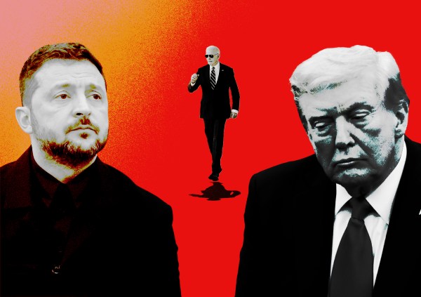 Illustration by Noah Hickey (Photos by Anna Moneymaker/Getty Images; Andrew Harnik/Getty Images).