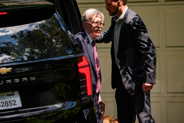 John Bolton, former national security adviser to President Trump, arrives home as the FBI searches his house in Bethesda, Maryland, on August 22, 2025. (Photo by Andrew Harnik/Getty Images)