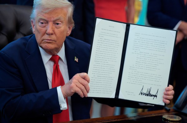 President Trump Signs Executive Orders In The Oval Office Of The White House